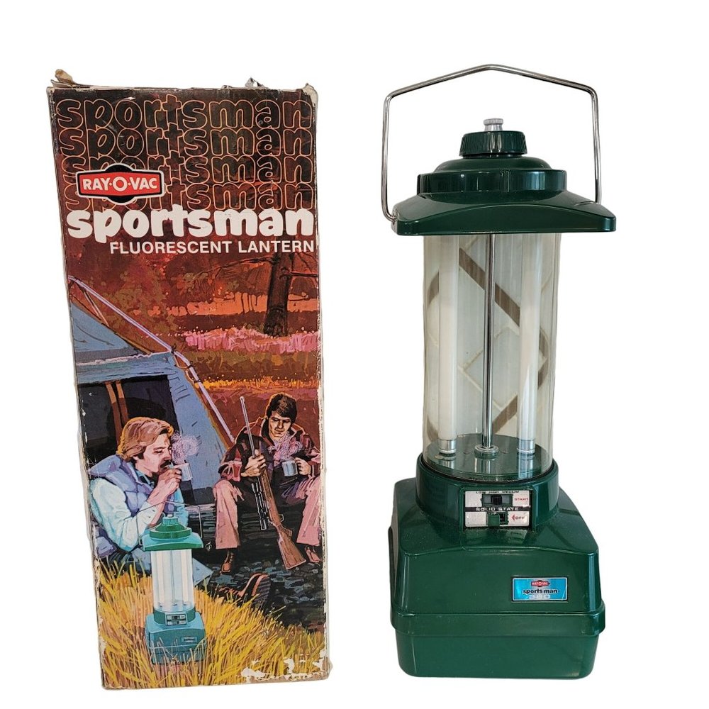 Vintage Green Ray-O-Vac Sportsman Camping Fluorescent Lantern in Box 360-B